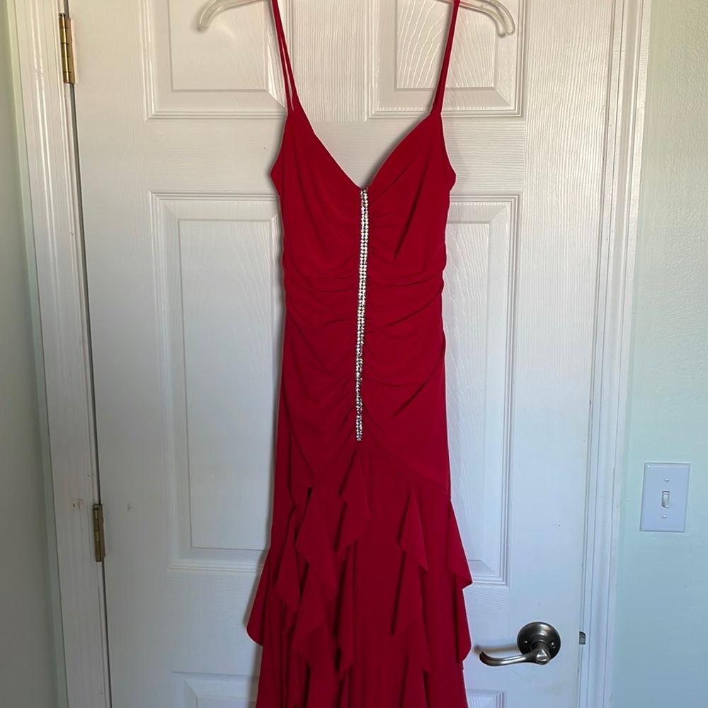 Red formal dress with zipper